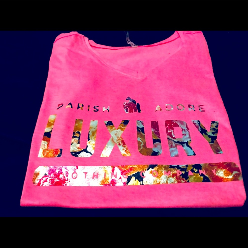 Ladies pink floral Luxury parish Adore v neck